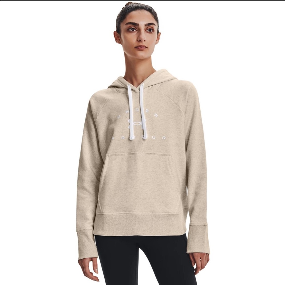 Cream Under Armour Loose Fit Fleece Hoodie